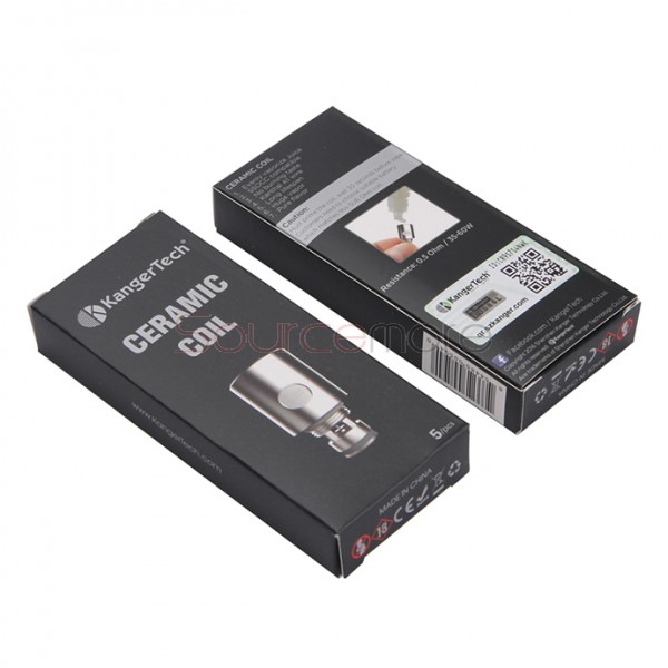 Kanger Ceramice Replacement Coil Head with Kanthal A1 Wire Support 35W-60W for Subtank and Toptank 5pcs-0.5ohm