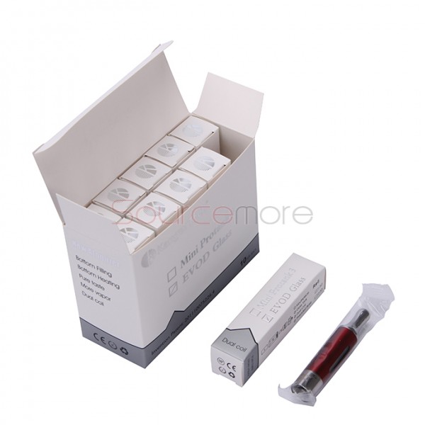 Kangertech EVOD Glass Clearomizer Bottom Dual Coil Clearomizer 1.5ml-Red