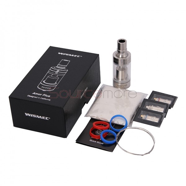 Wismec Amor Plus Clearomizer 3.8ml Capacity Adjustable Airflow Control-Silver