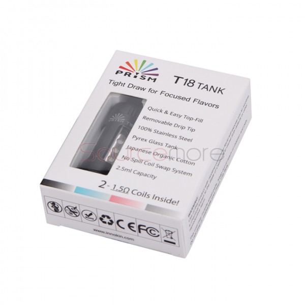 Innokin Endura Prism T18 Tank 2.5ml Top Filling with 1.5ohm Replaceable Coil Head-Black