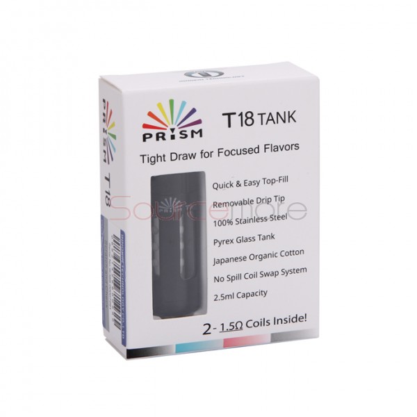 Innokin Endura Prism T18 Tank 2.5ml Top Filling with 1.5ohm Replaceable Coil Head-Black