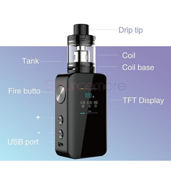  Kanger Vola Kit 100W Vola TFT Screen Mod with 2ml Vola Sub Ohm Tank-Black