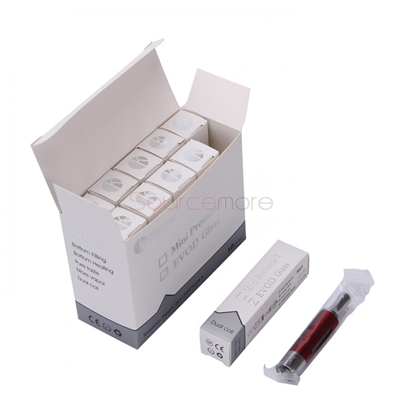 Kangertech EVOD Glass Clearomizer Bottom Dual Coil Clearomizer 1.5ml-Red