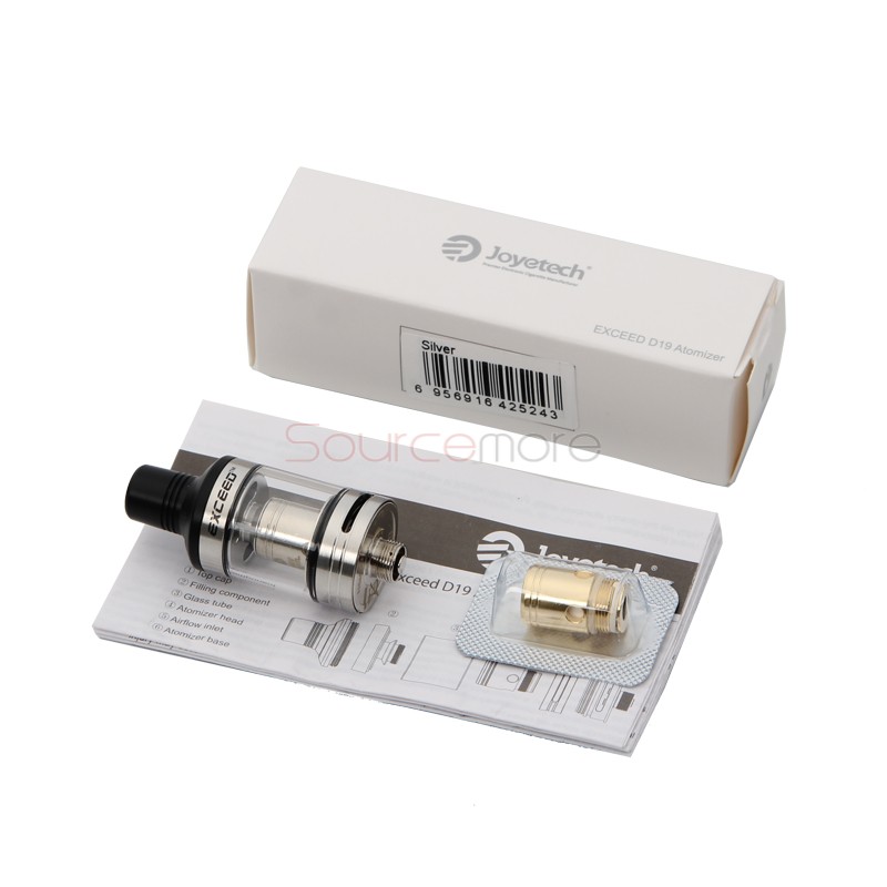 Joyetech Exceed D19 Bottom Airflow Control Atomizer with 2.0ml Capacity-Silver