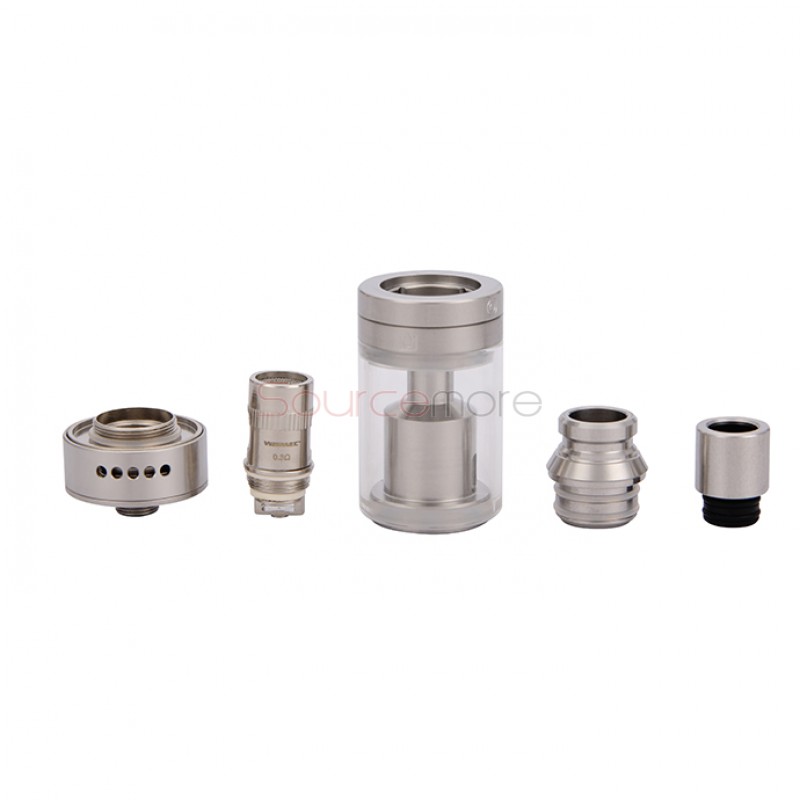 Wismec Amor Plus Clearomizer 3.8ml Capacity Adjustable Airflow Control-Silver