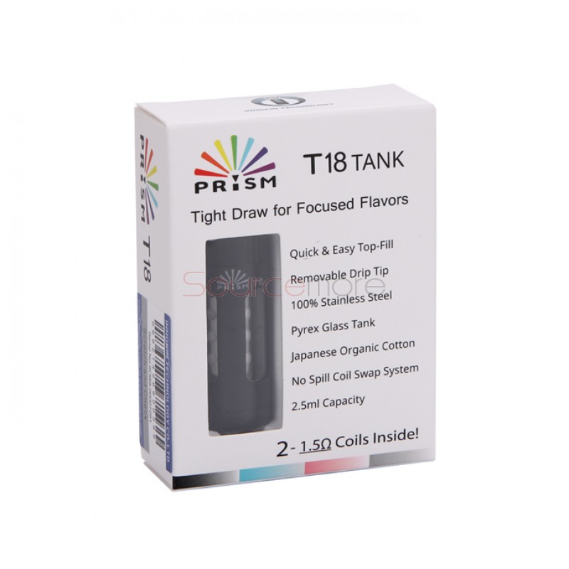 Innokin Endura Prism T18 Tank 2.5ml Top Filling with 1.5ohm Replaceable Coil Head-Black