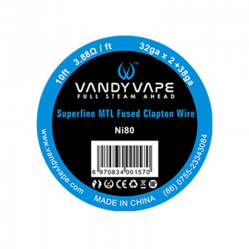 10ft Vandy Vape Superfine MTL Fused Clapton Wire Ni80 32ga*2+38ga